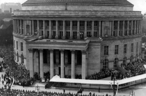 Crowds greet George V for the royal opening in 1934